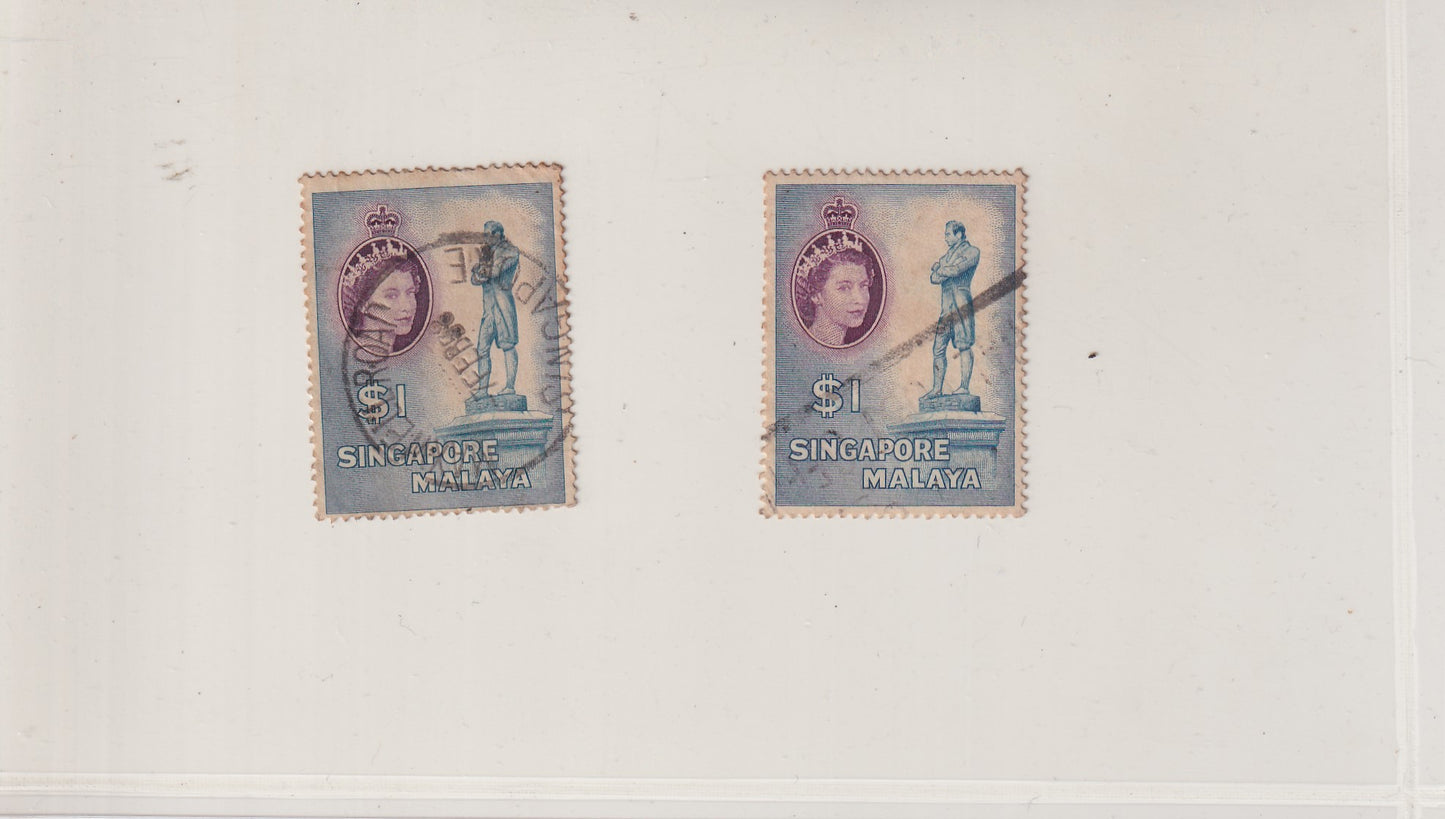 【1955】 Sir Stamford Raffles, Queen Elizabeth II - The 1955 Definitive Series